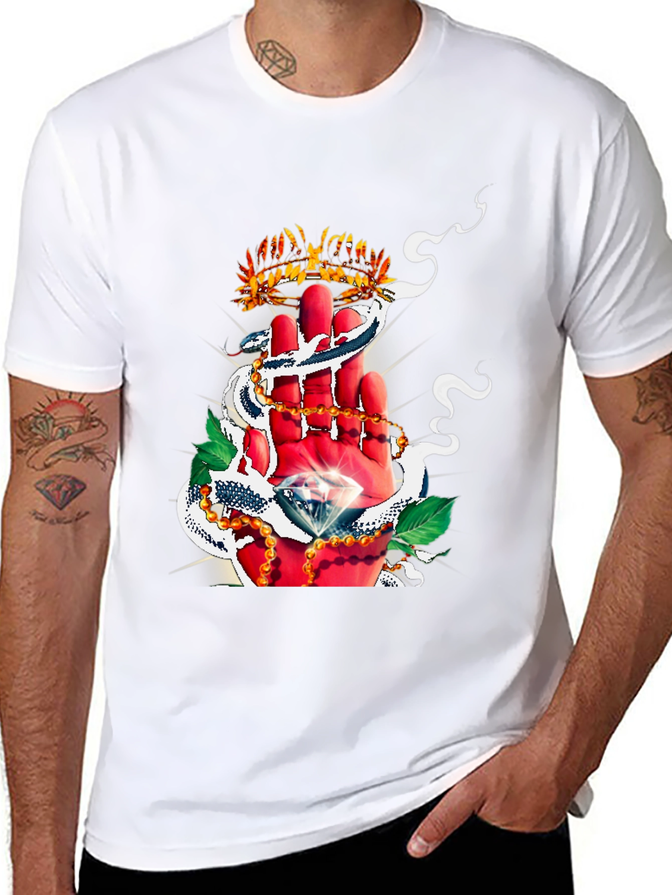Crown & Diamond Graphic Print Black T-Shirt