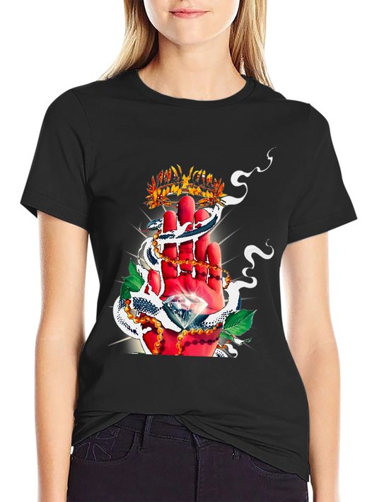 Crown & Diamond Graphic Print Black T-Shirt