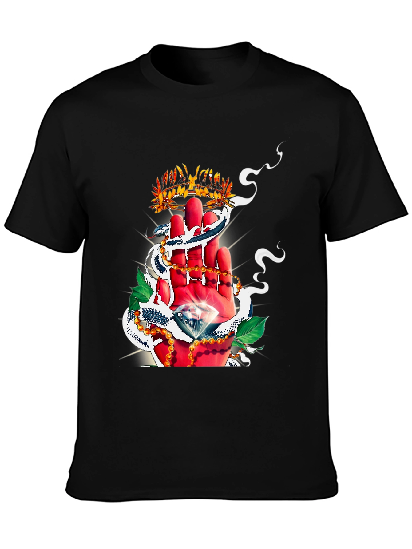 Crown & Diamond Graphic Print Black T-Shirt