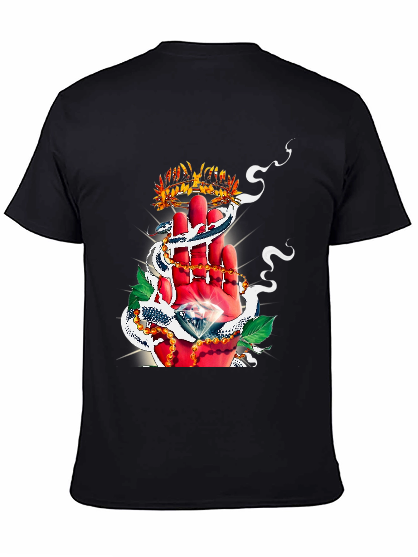Crown & Diamond Graphic Print Black T-Shirt