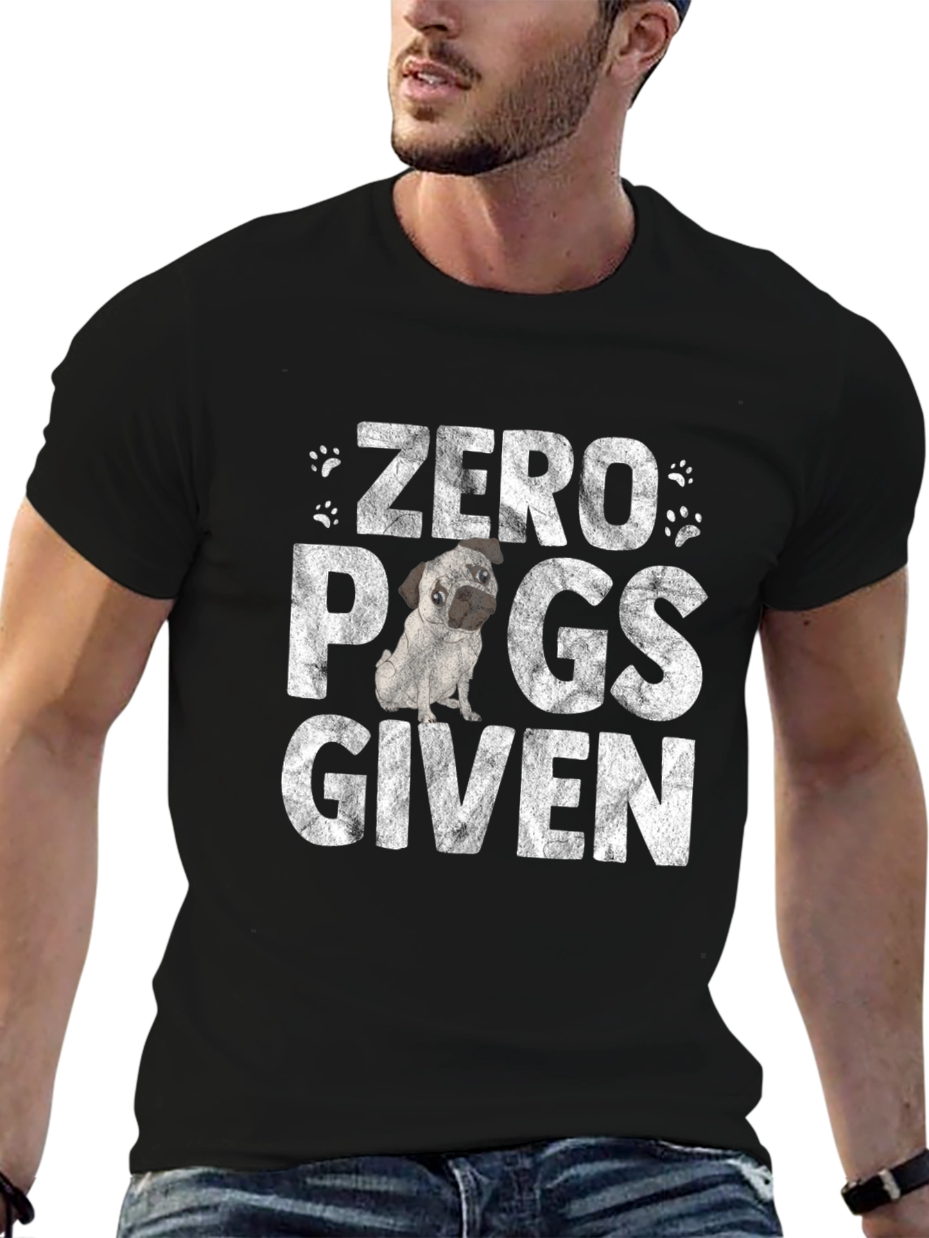 Zero Pugs Given Black T-Shirt