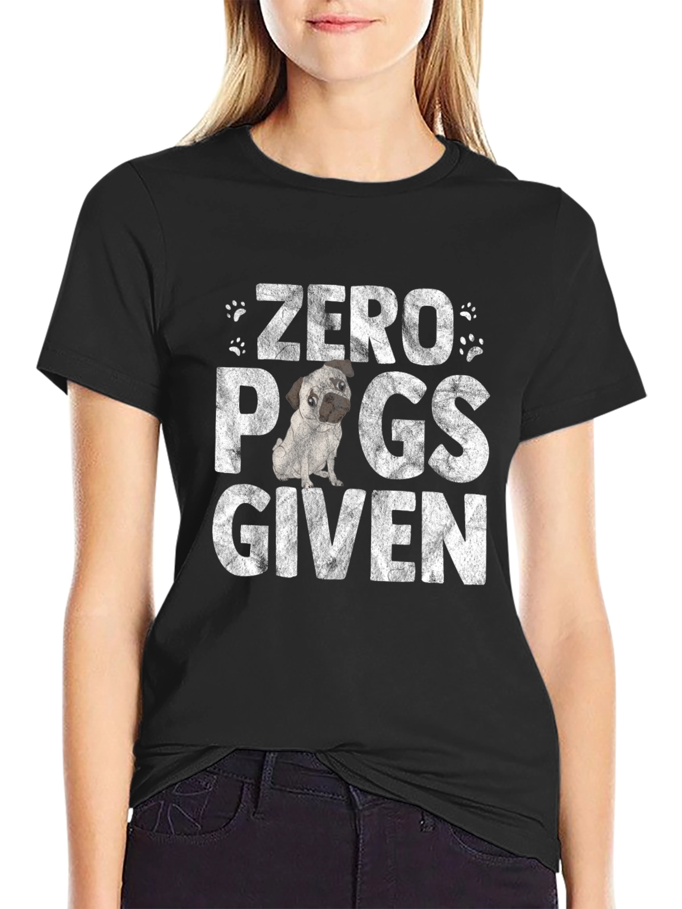 Zero Pugs Given Black T-Shirt