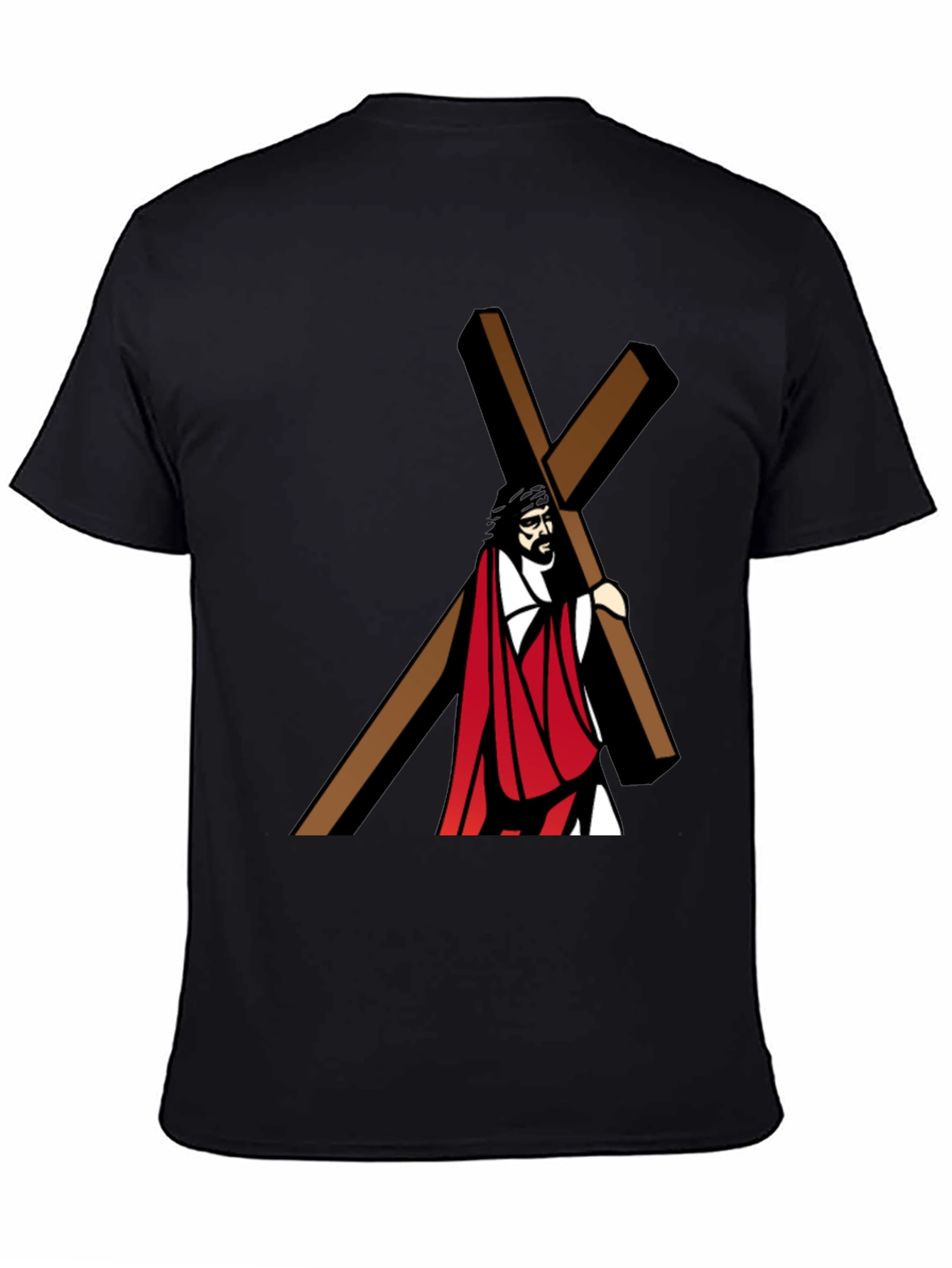 Jesus Carrying Cross Graphic T-Shirt - Black