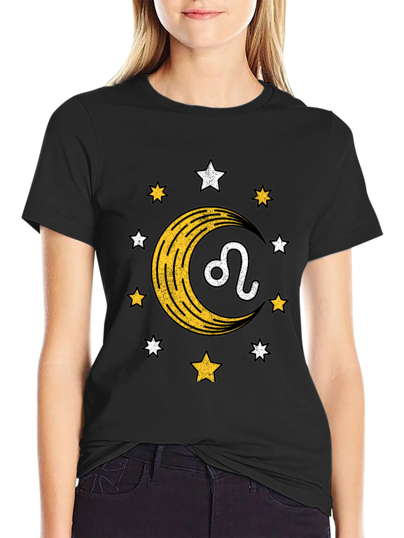 Leo Zodiac T-Shirt with Moon & Star Design