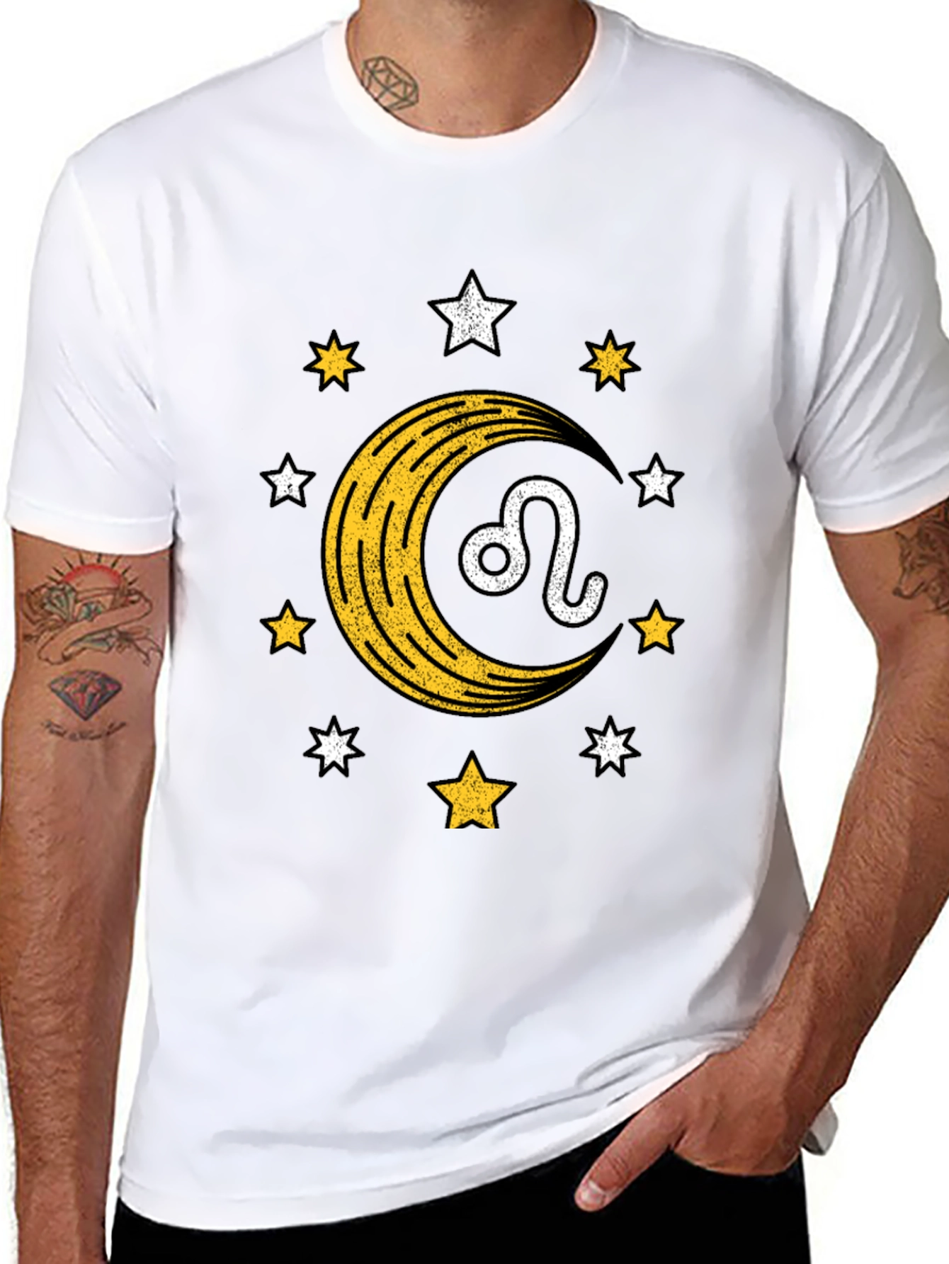 Leo Zodiac T-Shirt with Moon & Star Design