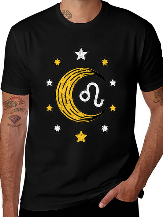 Leo Zodiac T-Shirt with Moon & Star Design