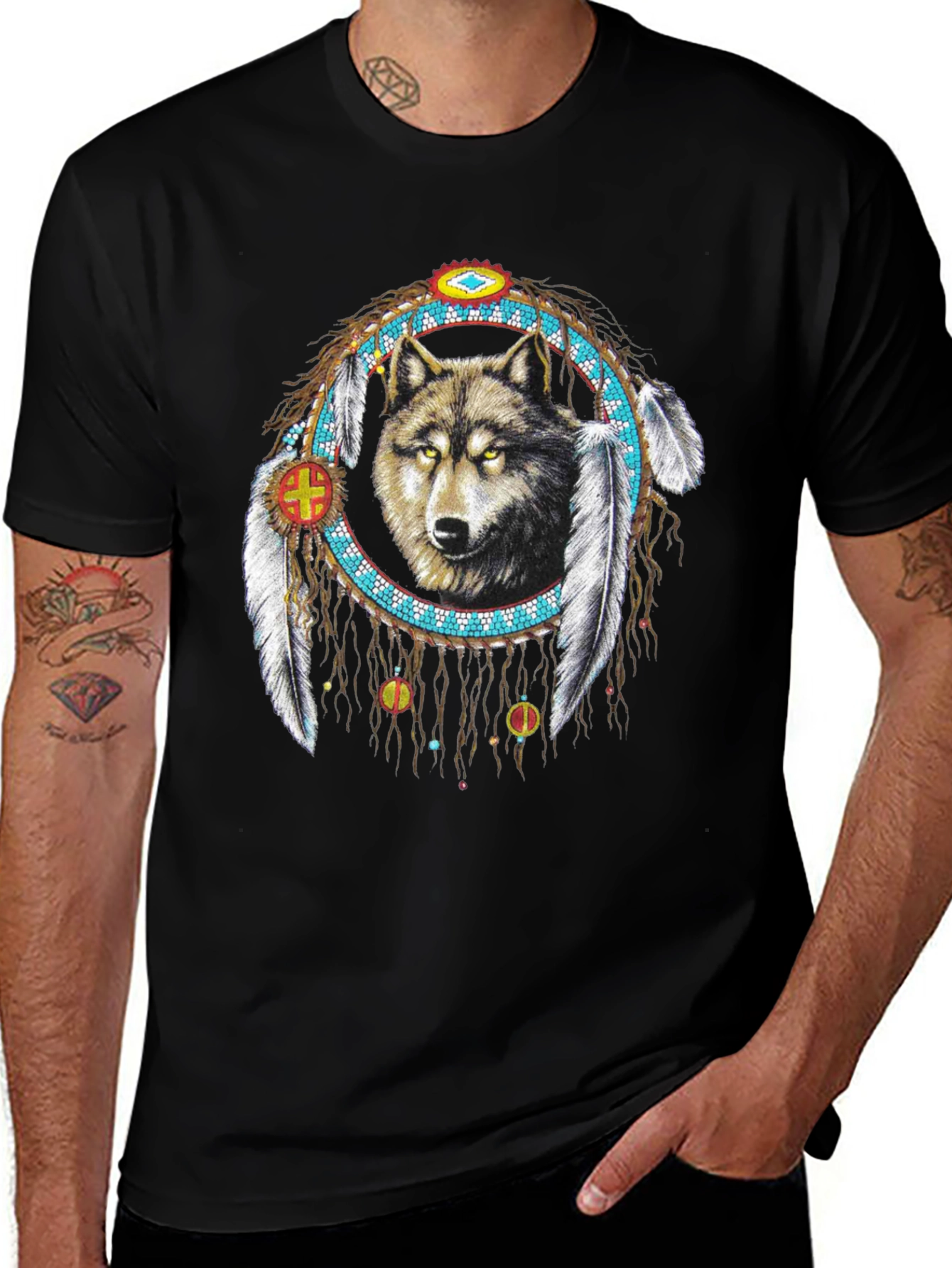 Wolf Dreamcatcher Graphic T-Shirt