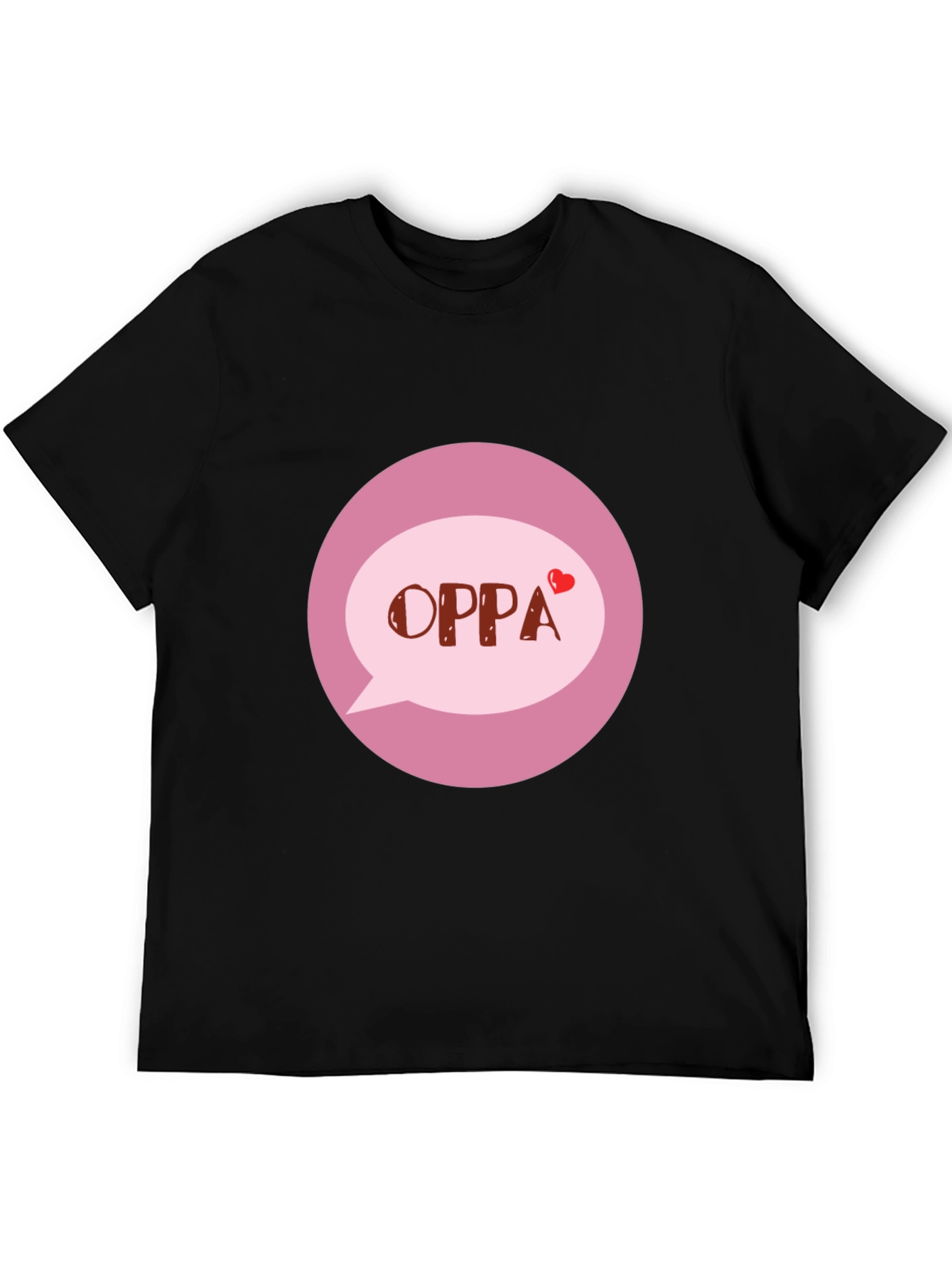 Oppa T-Shirt - Korean Heart Design Black Tee