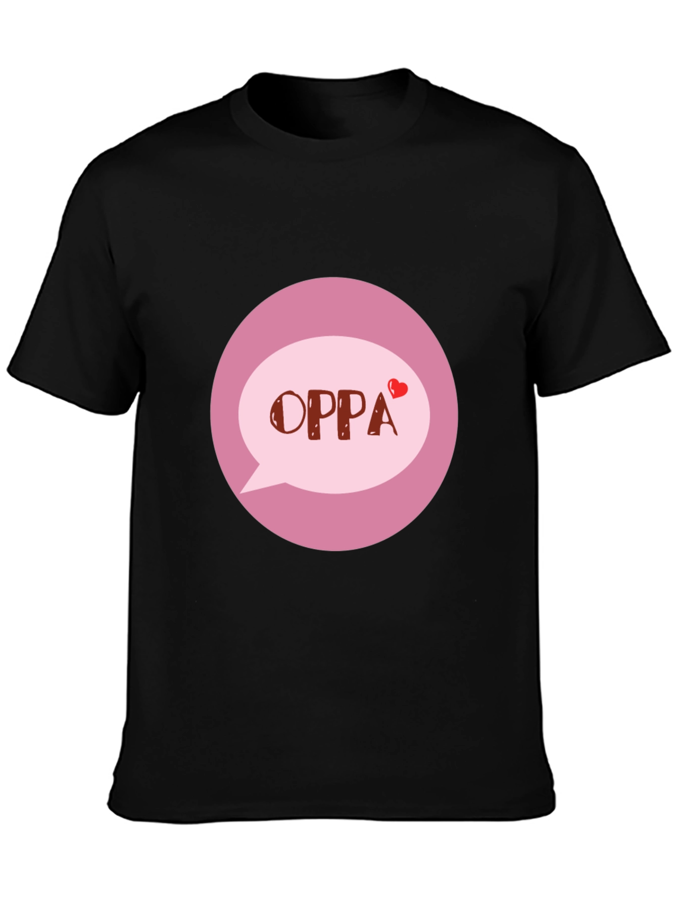 Oppa T-Shirt - Korean Heart Design Black Tee