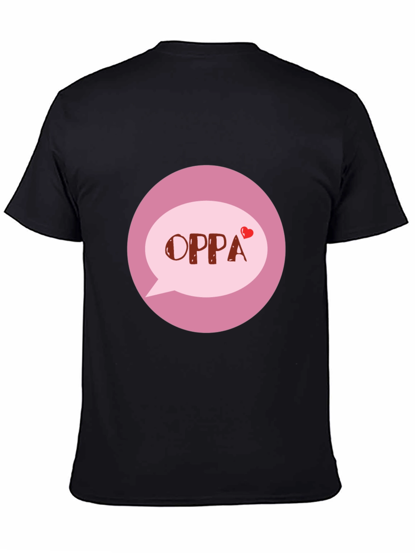 Oppa T-Shirt - Korean Heart Design Black Tee
