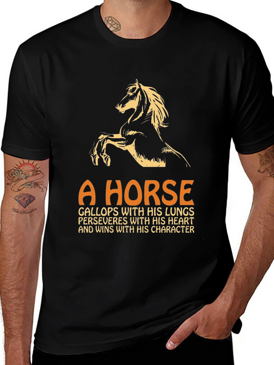 Horse Graphic Tee - Gallops with His Lungs Quote