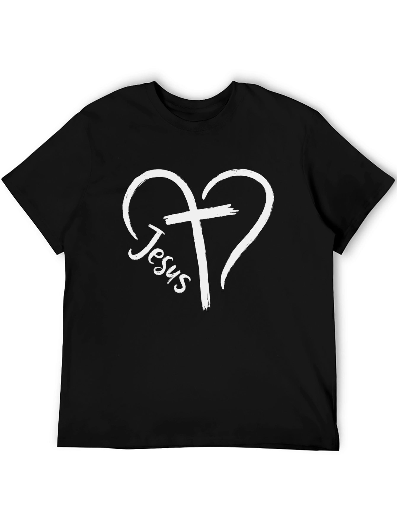 Jesus Heart Cross Graphic Tee - Black