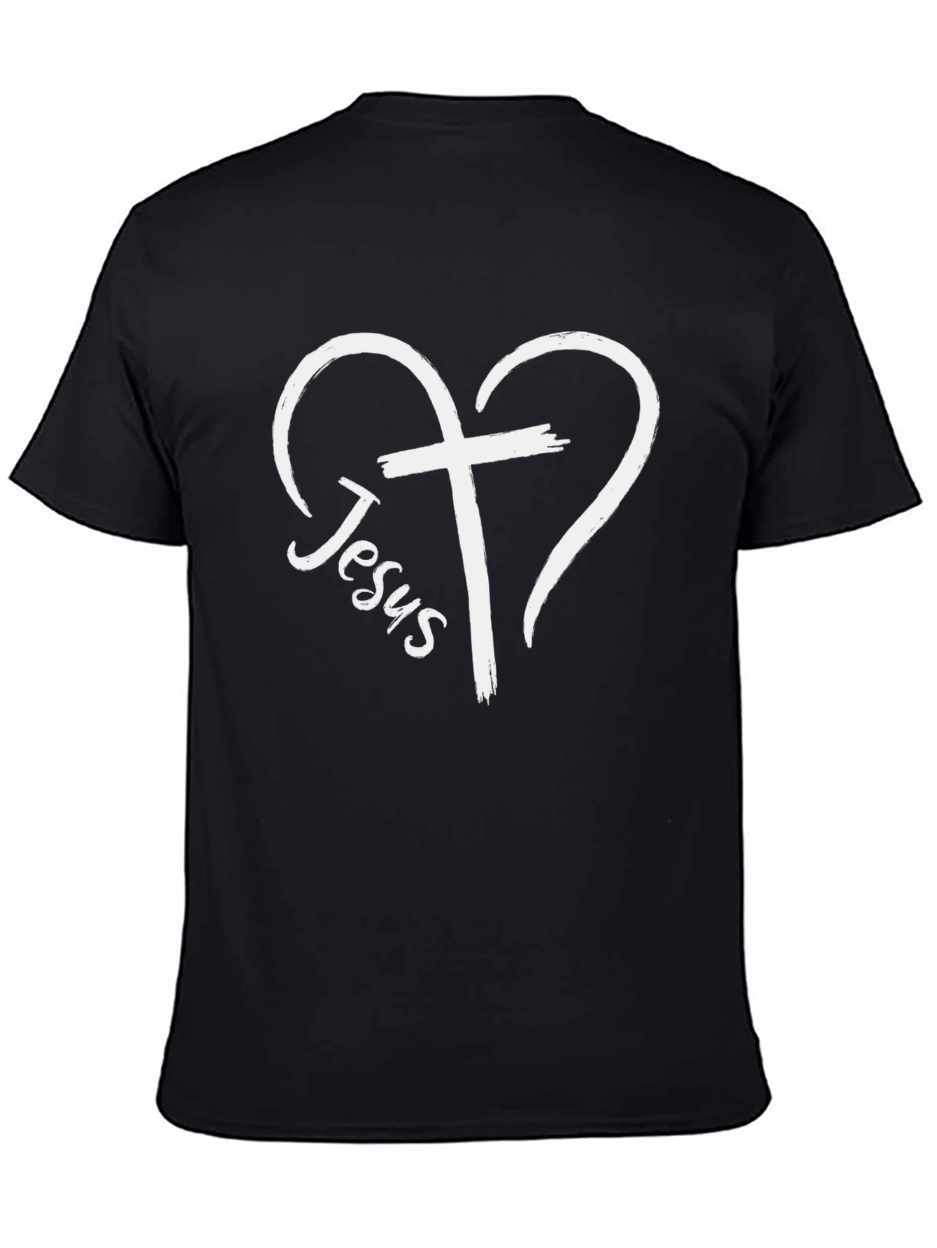 Jesus Heart Cross Graphic Tee - Black