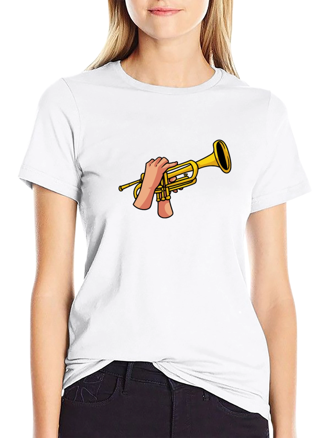 Trumpet Hands Graphic T-Shirt - Black