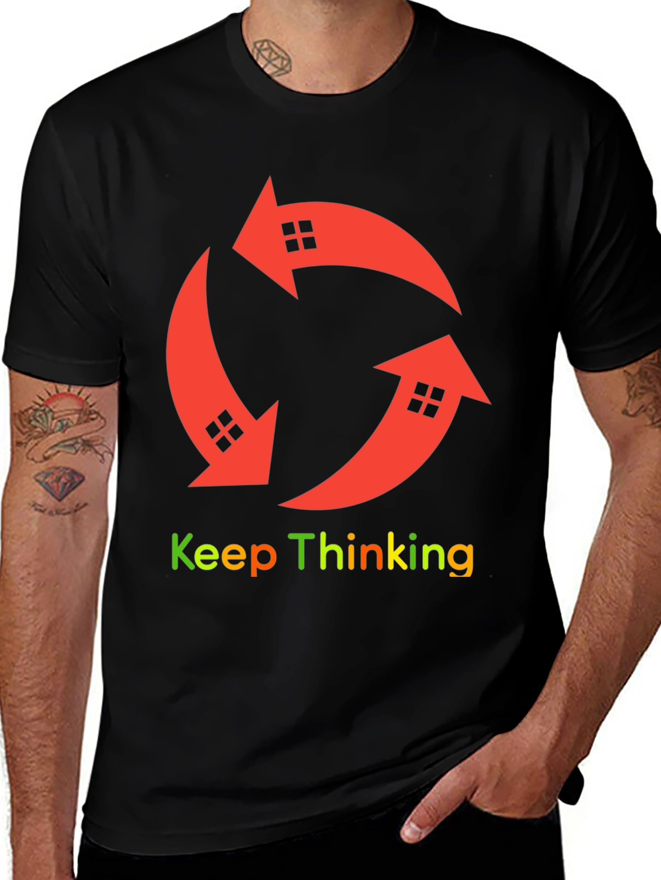 Keep Thinking Arrow House Graphic T-Shirt
