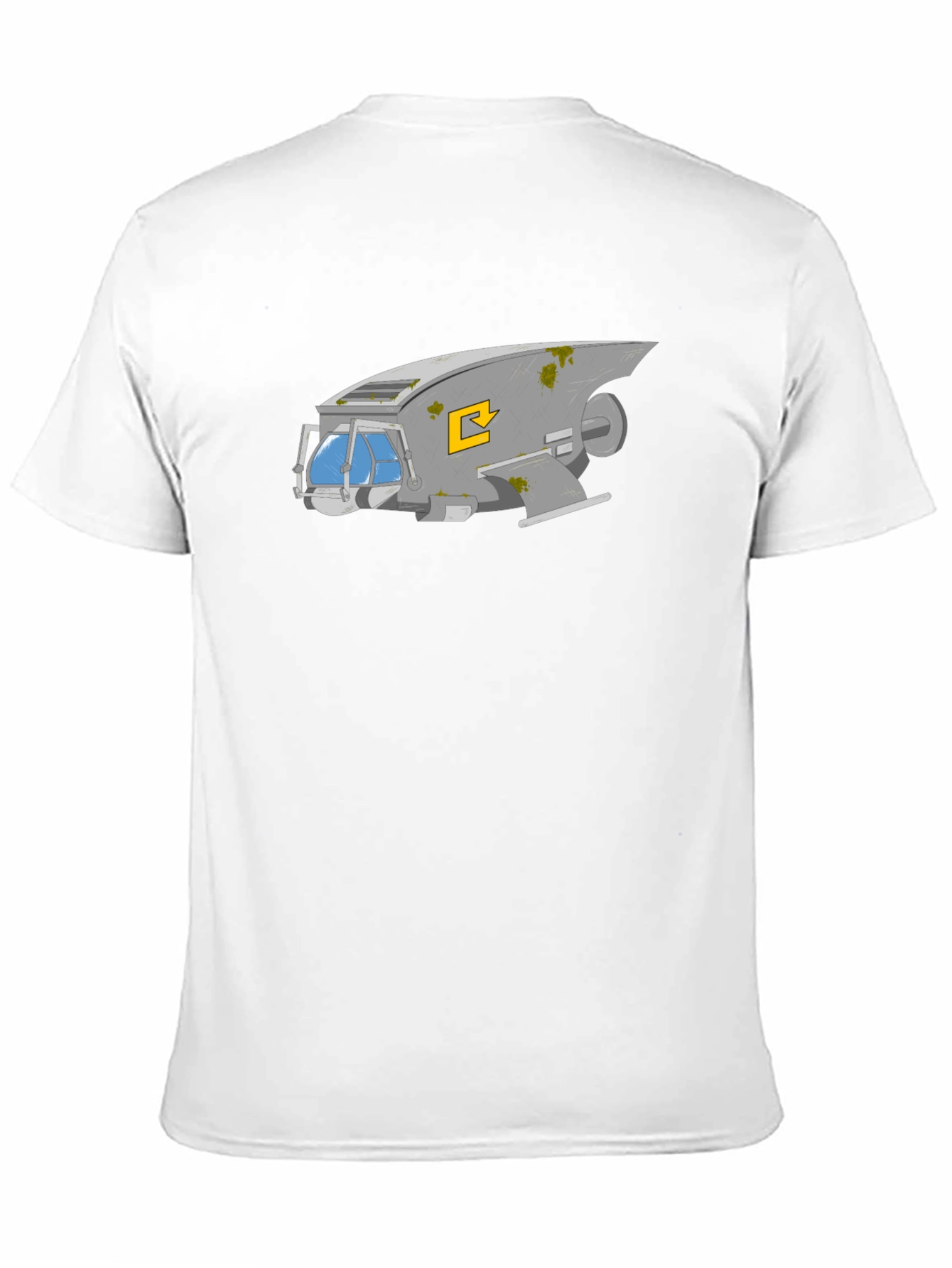 Retro Spaceship Graphic Tee - Black Cotton Comfort