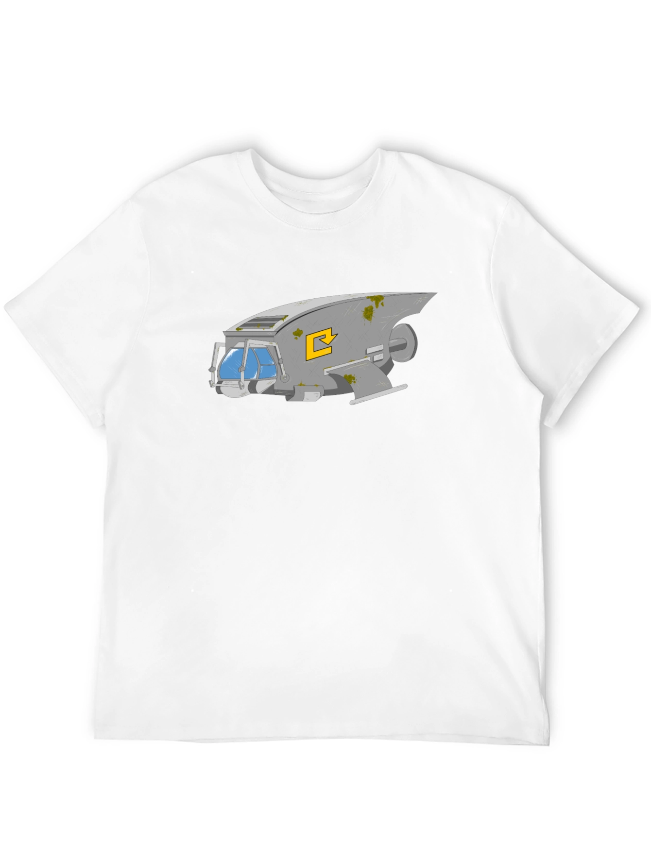 Retro Spaceship Graphic Tee - Black Cotton Comfort