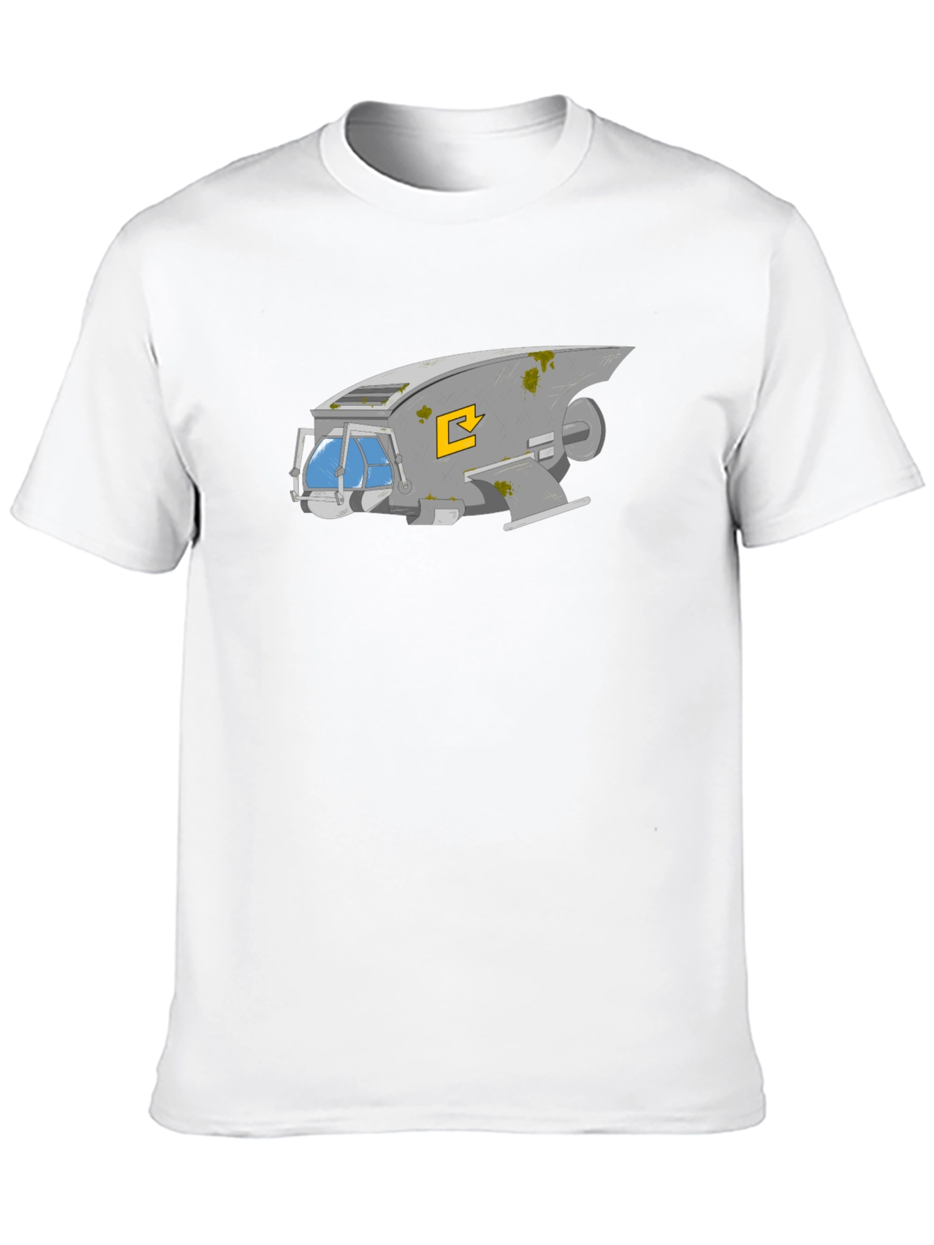 Retro Spaceship Graphic Tee - Black Cotton Comfort