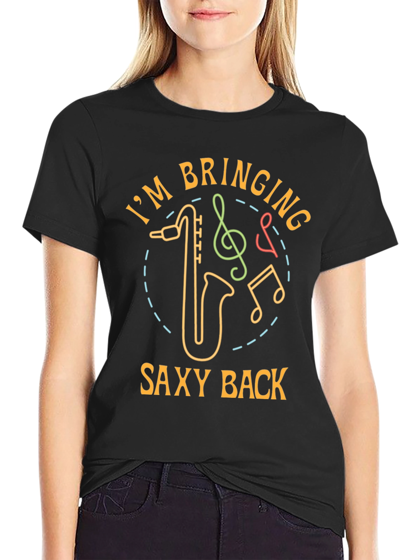 Saxy Back Graphic Tee - Music Lovers T-Shirt