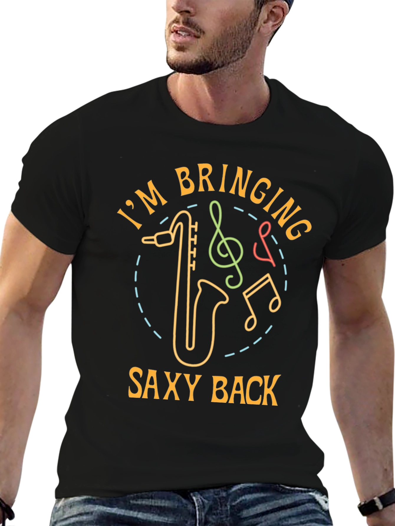 Saxy Back Graphic Tee - Music Lovers T-Shirt