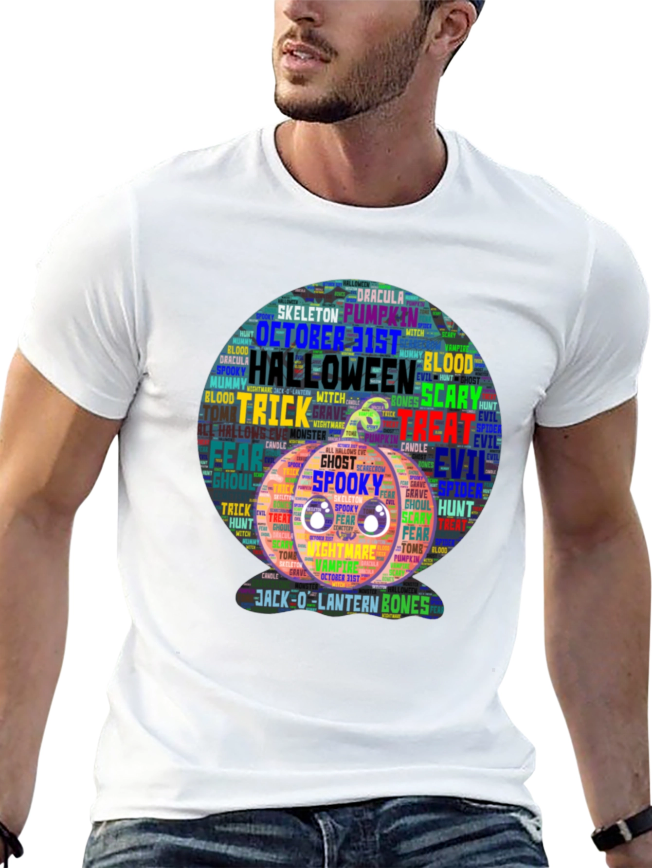 Halloween Word Art Pumpkin T-Shirt