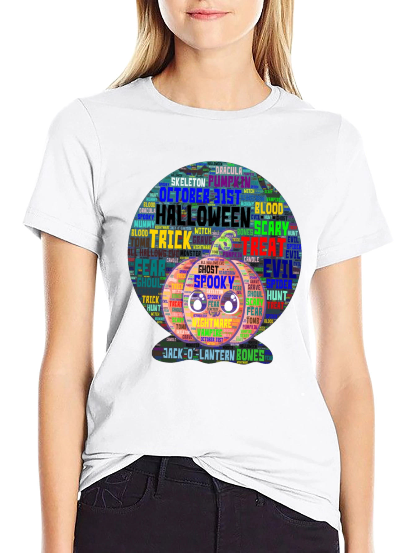Halloween Word Art Pumpkin T-Shirt