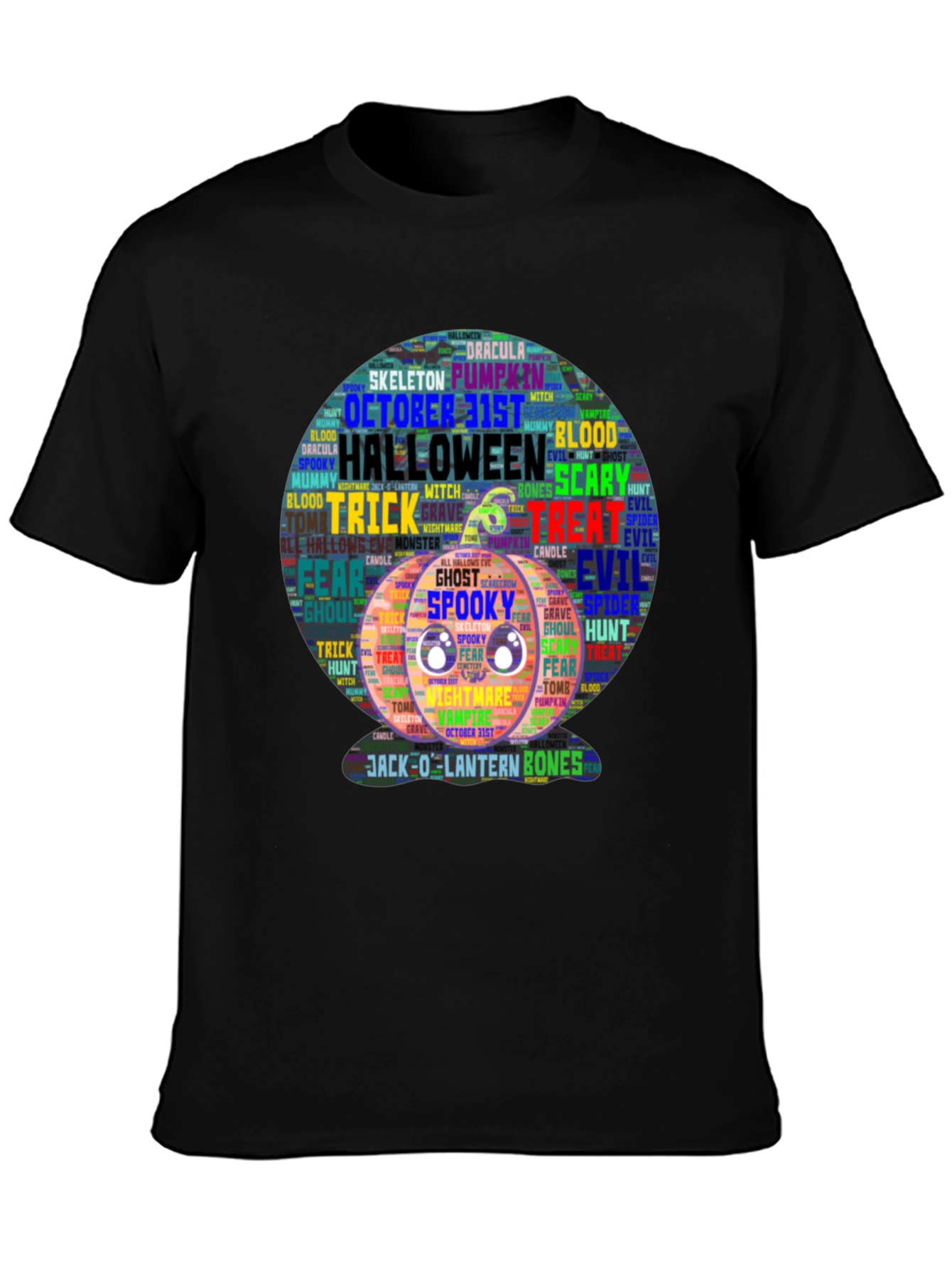 Halloween Word Art Pumpkin T-Shirt