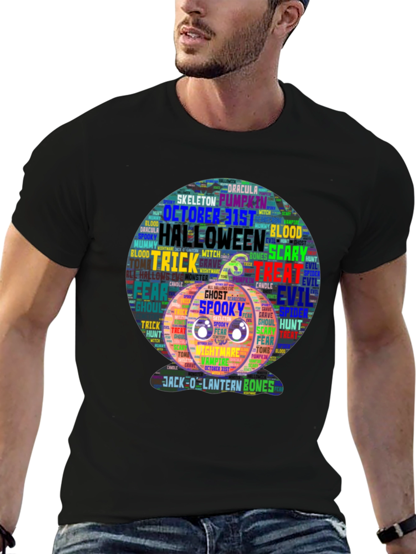 Halloween Word Art Pumpkin T-Shirt