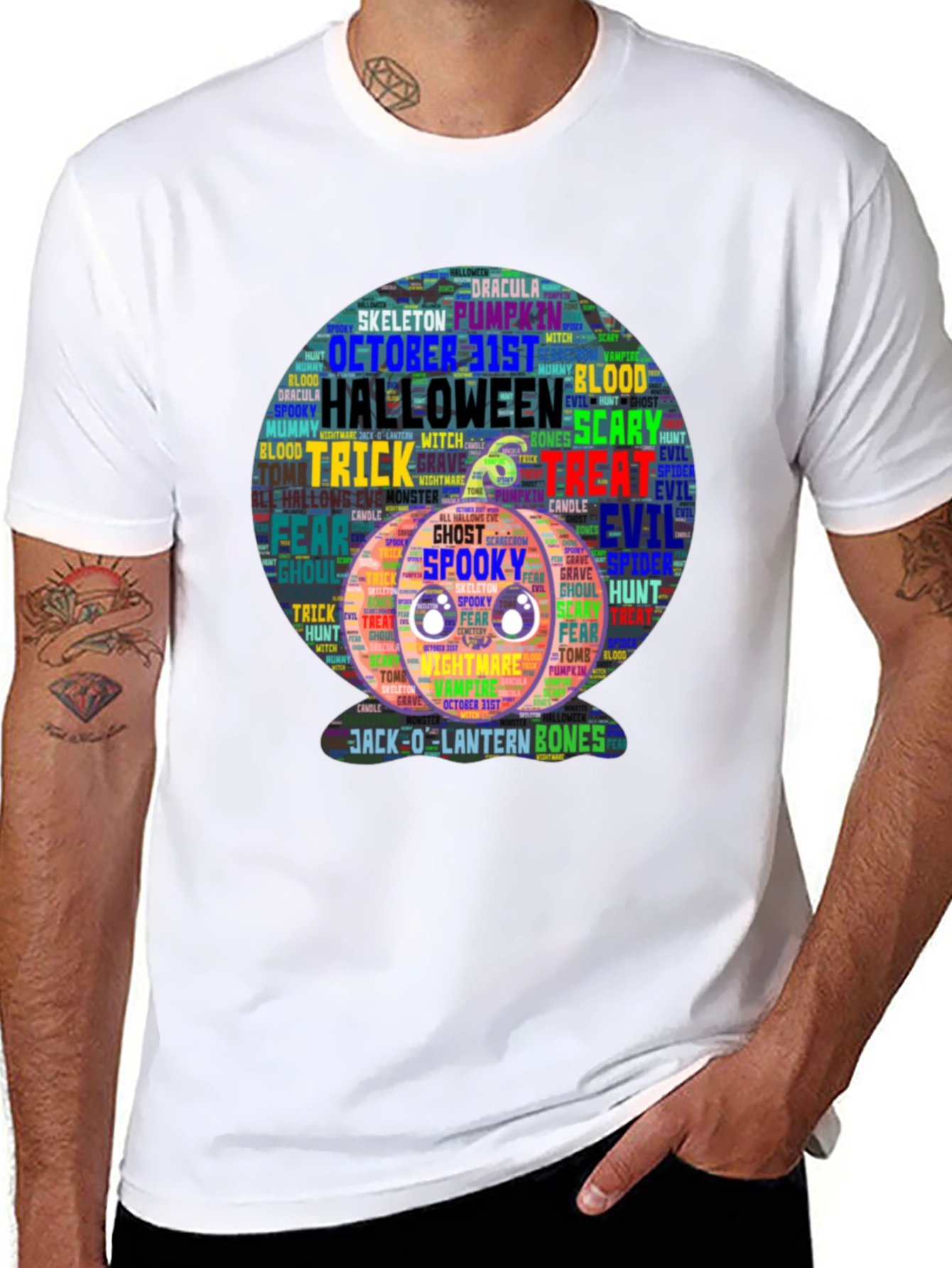 Halloween Word Art Pumpkin T-Shirt