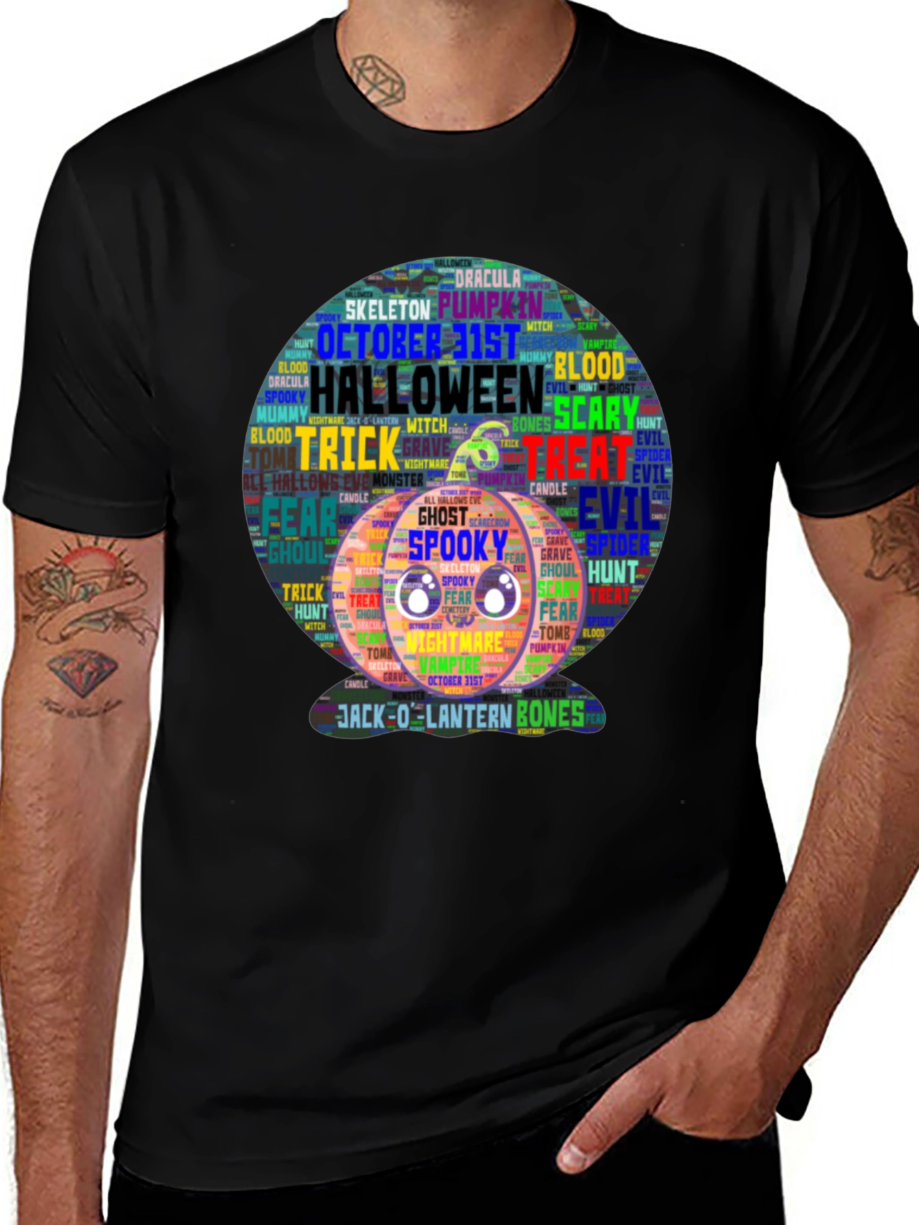 Halloween Word Art Pumpkin T-Shirt