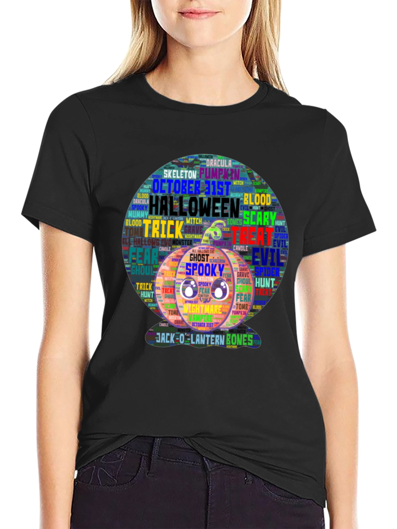 Halloween Word Art Pumpkin T-Shirt