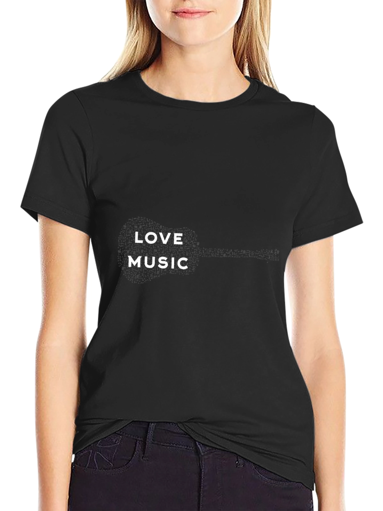 Love Music Graphic Tee - Black Casual T-Shirt