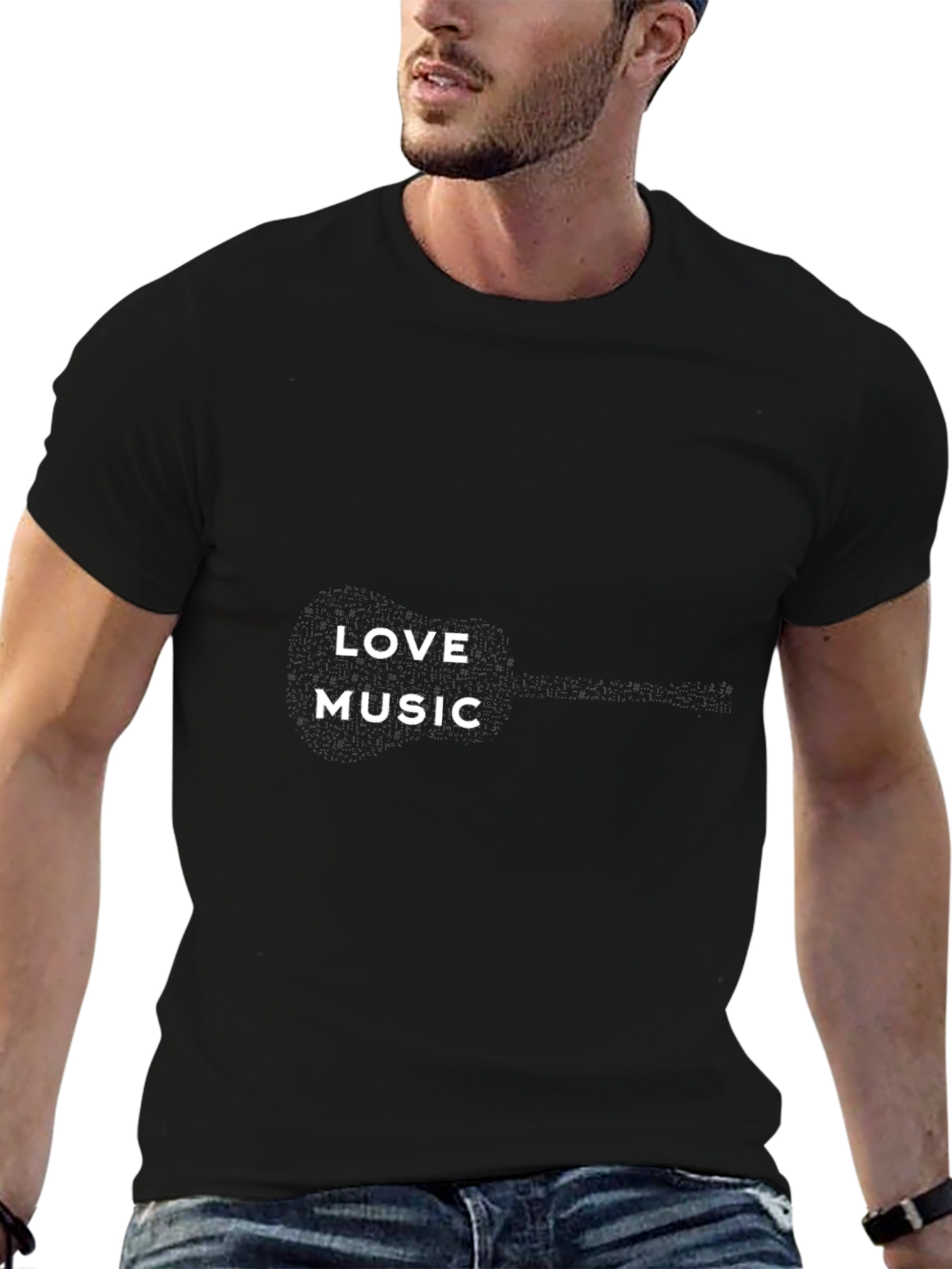 Love Music Graphic Tee - Black Casual T-Shirt