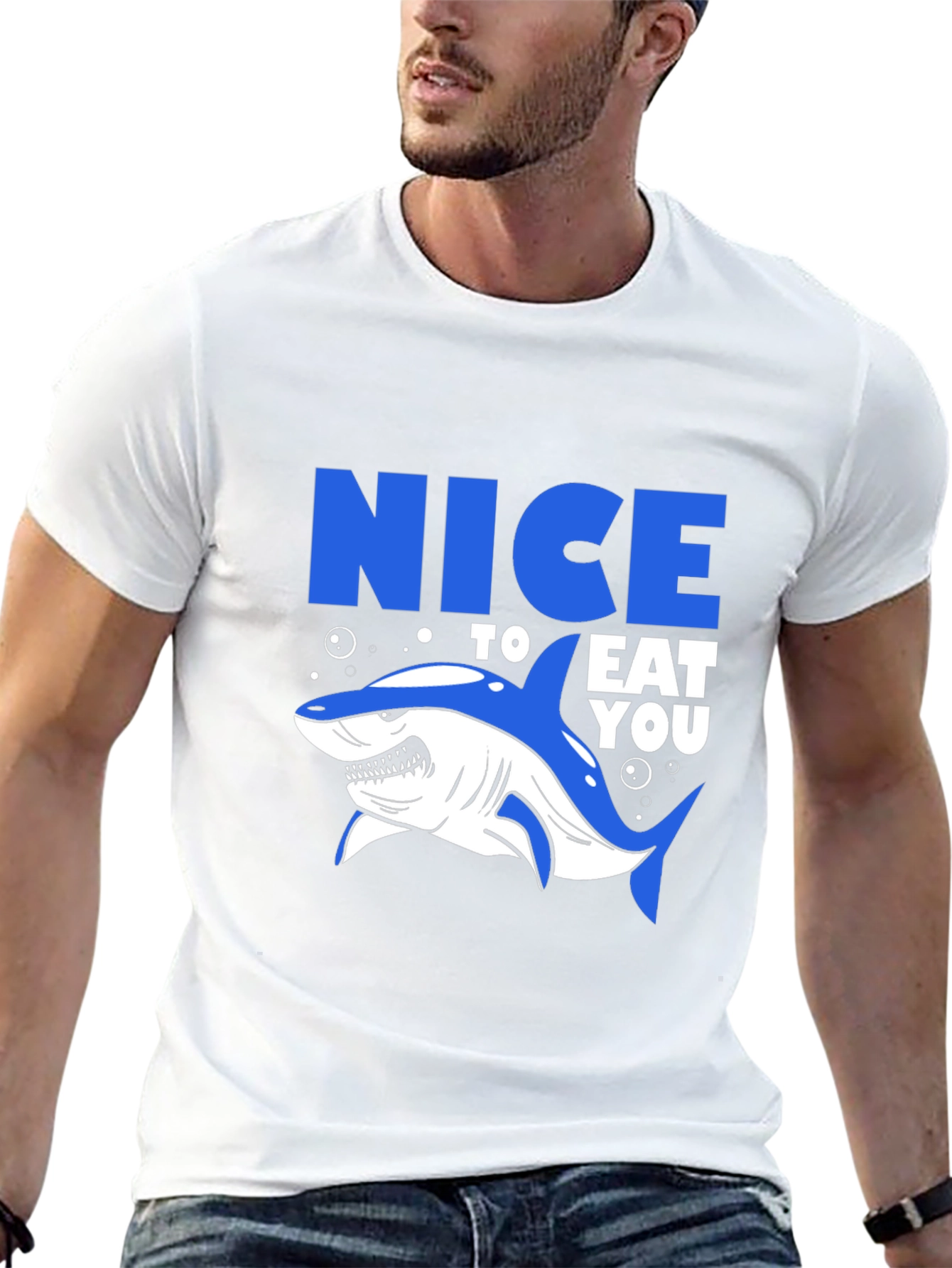 Nice to Eat You Shark Graphic Tee - Black