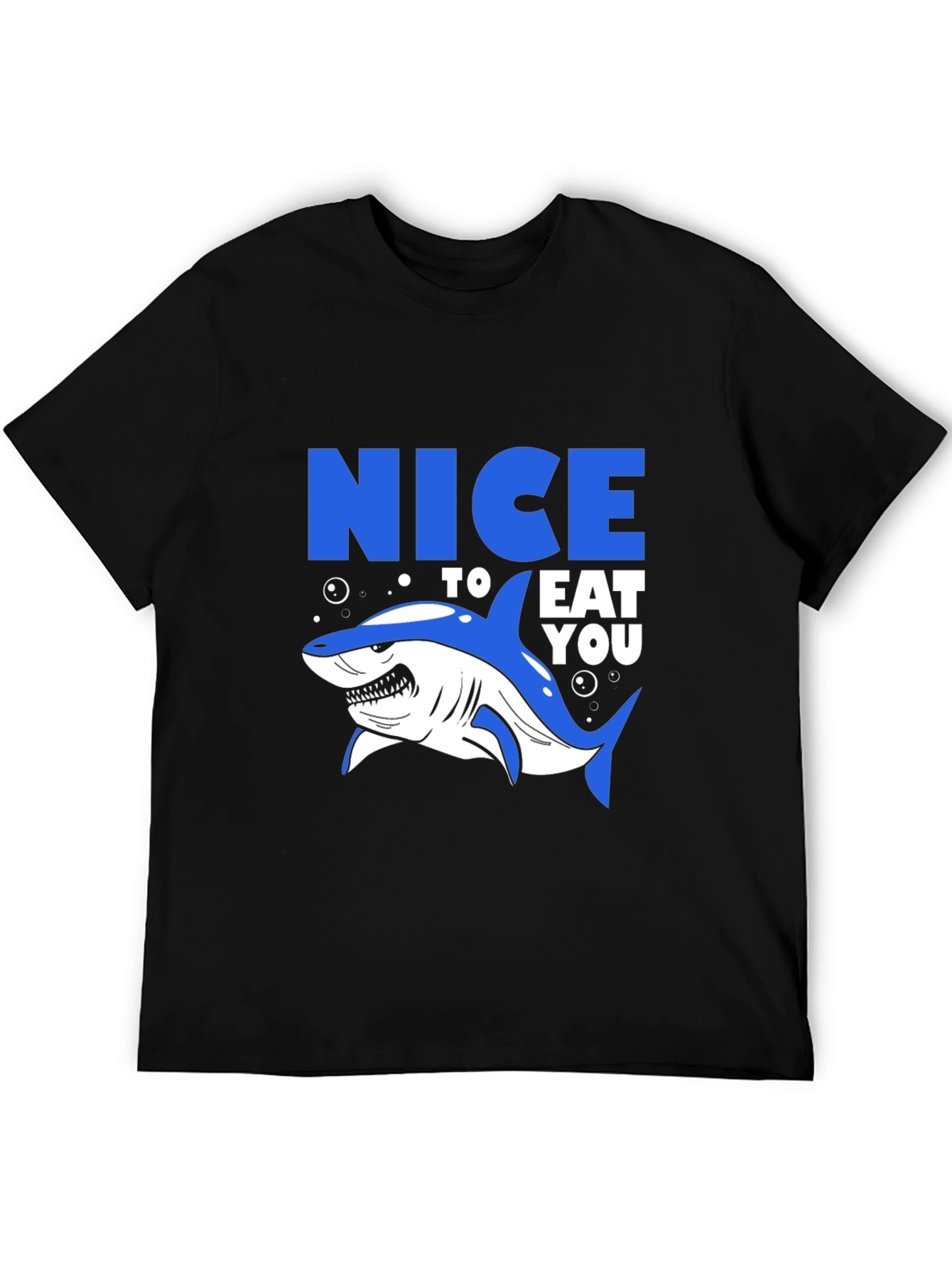 Nice to Eat You Shark Graphic Tee - Black