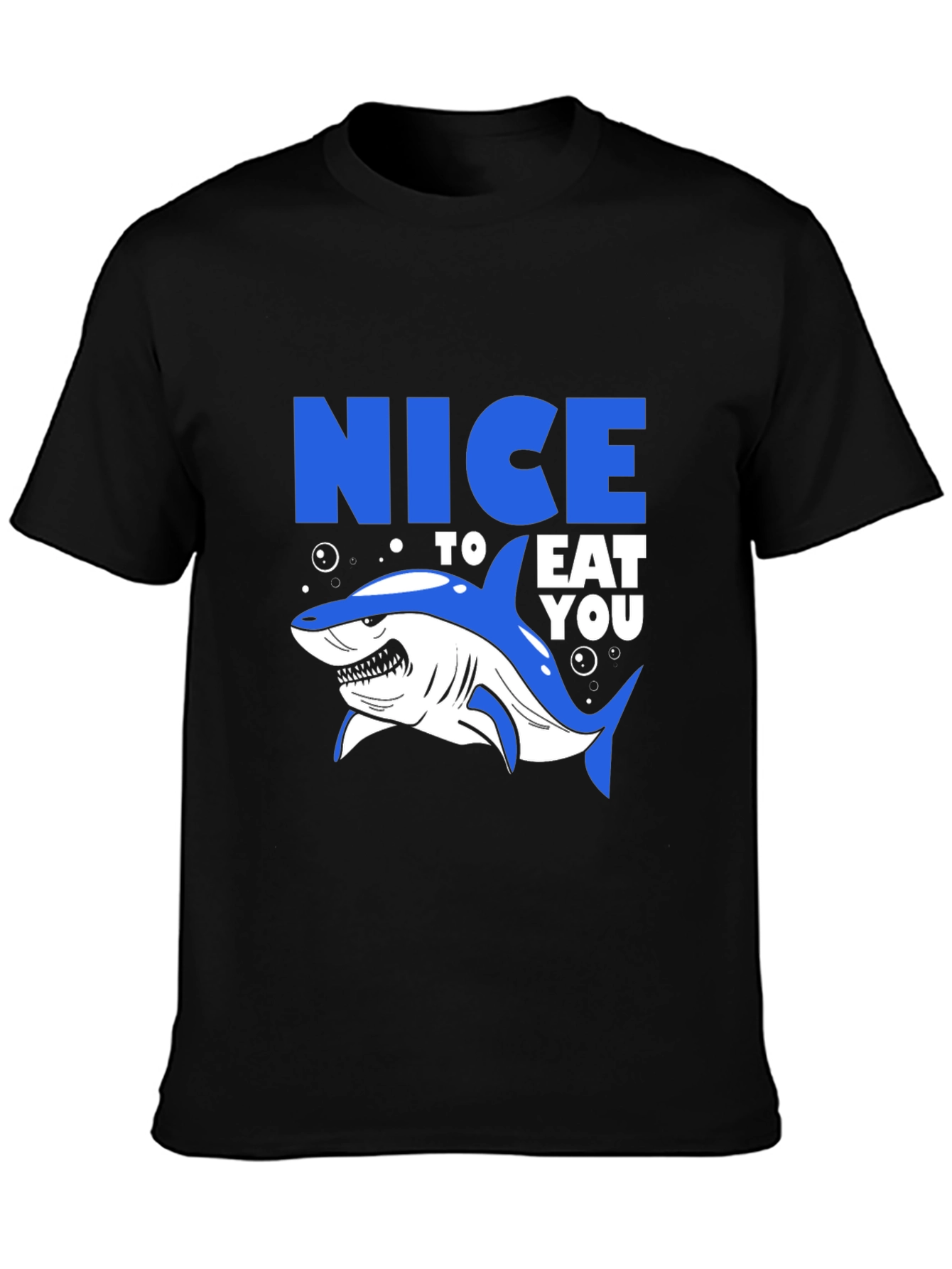 Nice to Eat You Shark Graphic Tee - Black