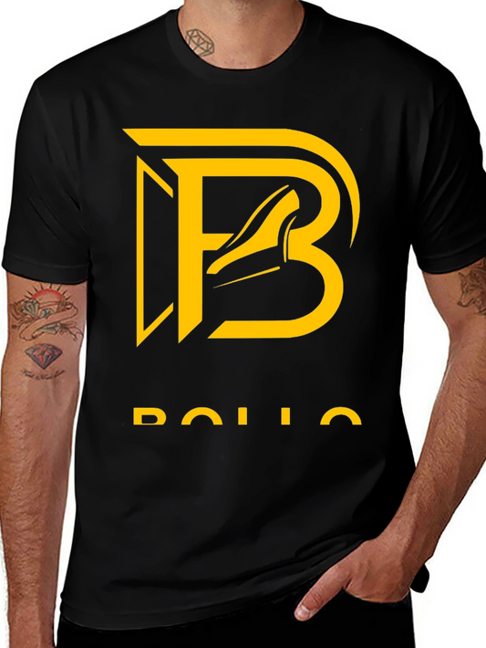 Unique Graphic Tee - F/B Logo - Black Cotton Blend
