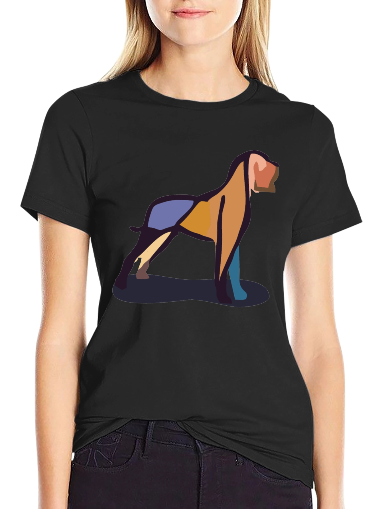 Abstract Dog Graphic Tee - Black