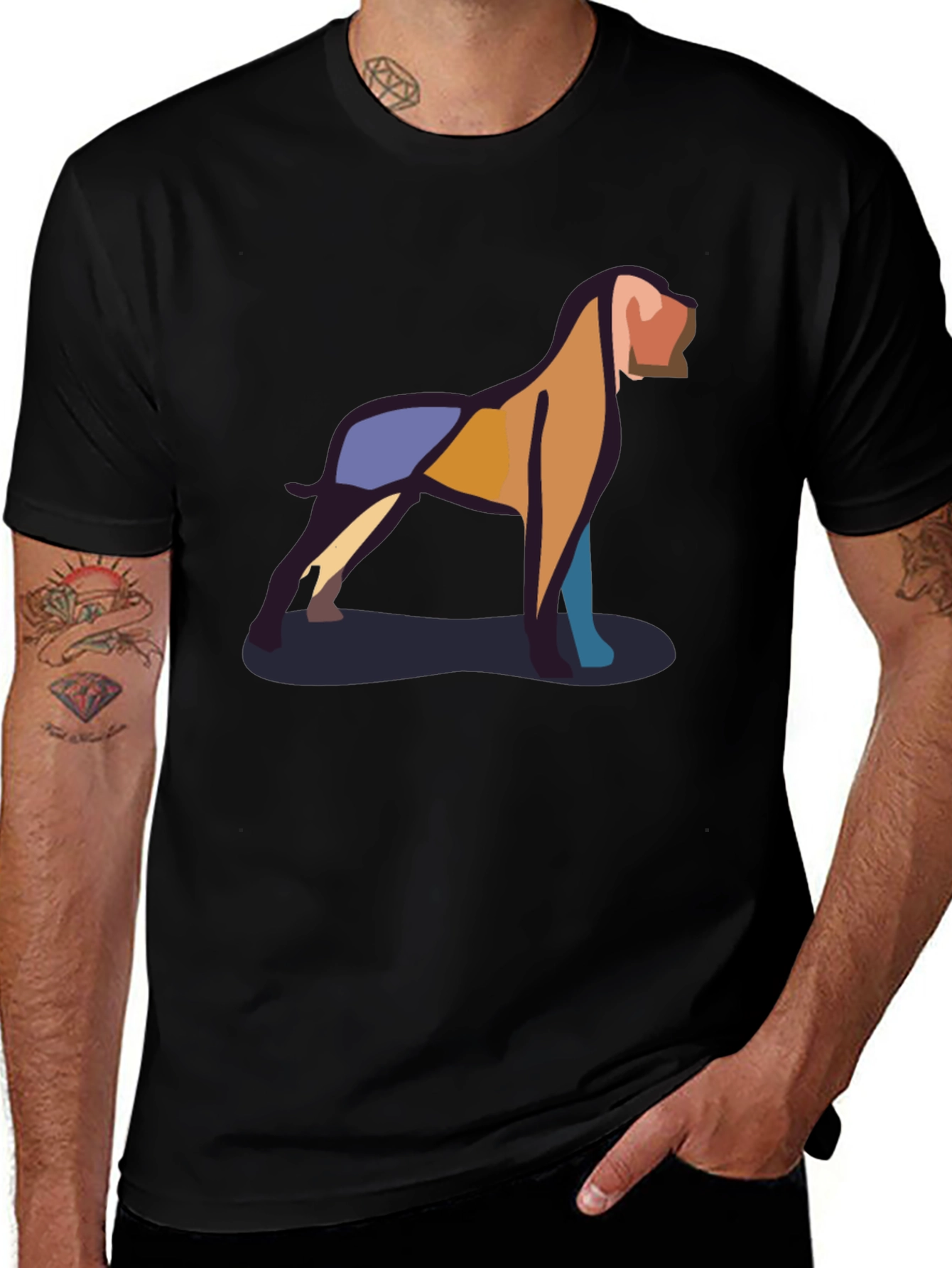 Abstract Dog Graphic Tee - Black