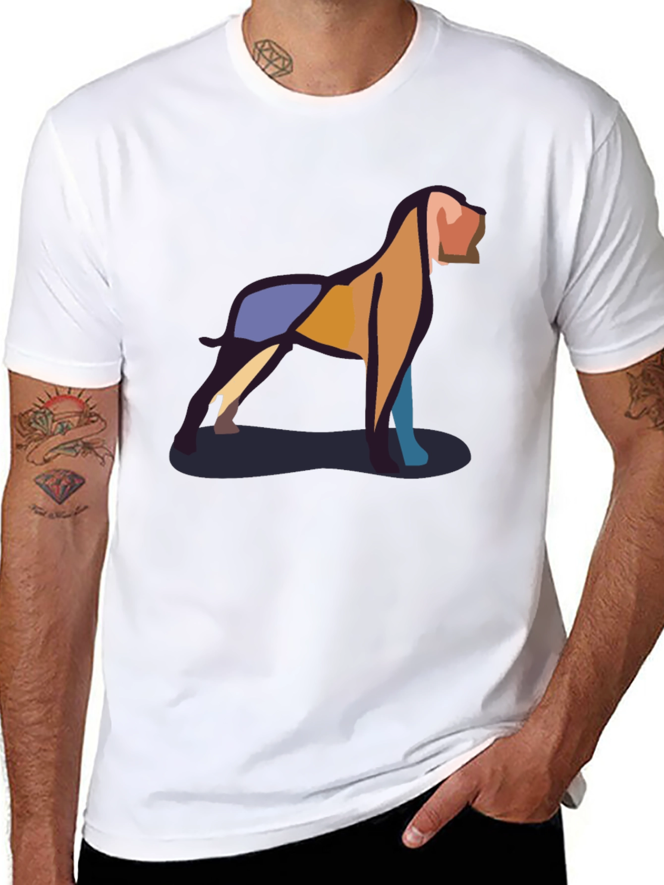 Abstract Dog Graphic Tee - Black