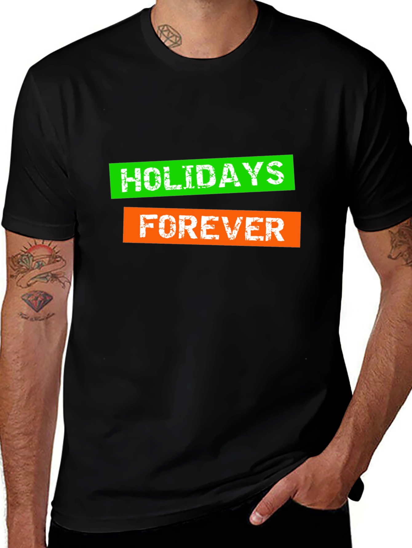 Holidays Forever Graphic Tee -  Mens Black T-Shirt