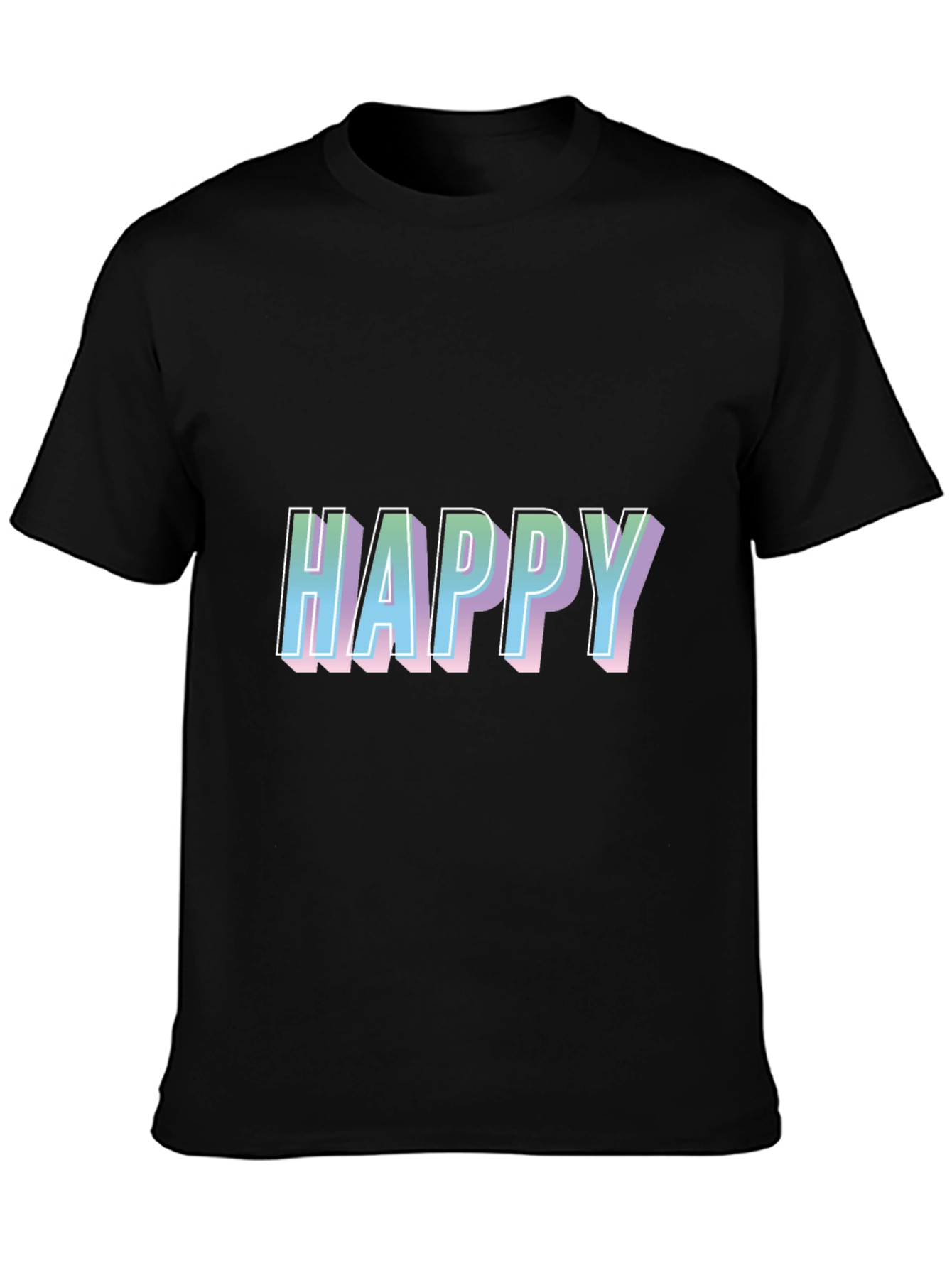 Happy Graphic Print Black T-Shirt