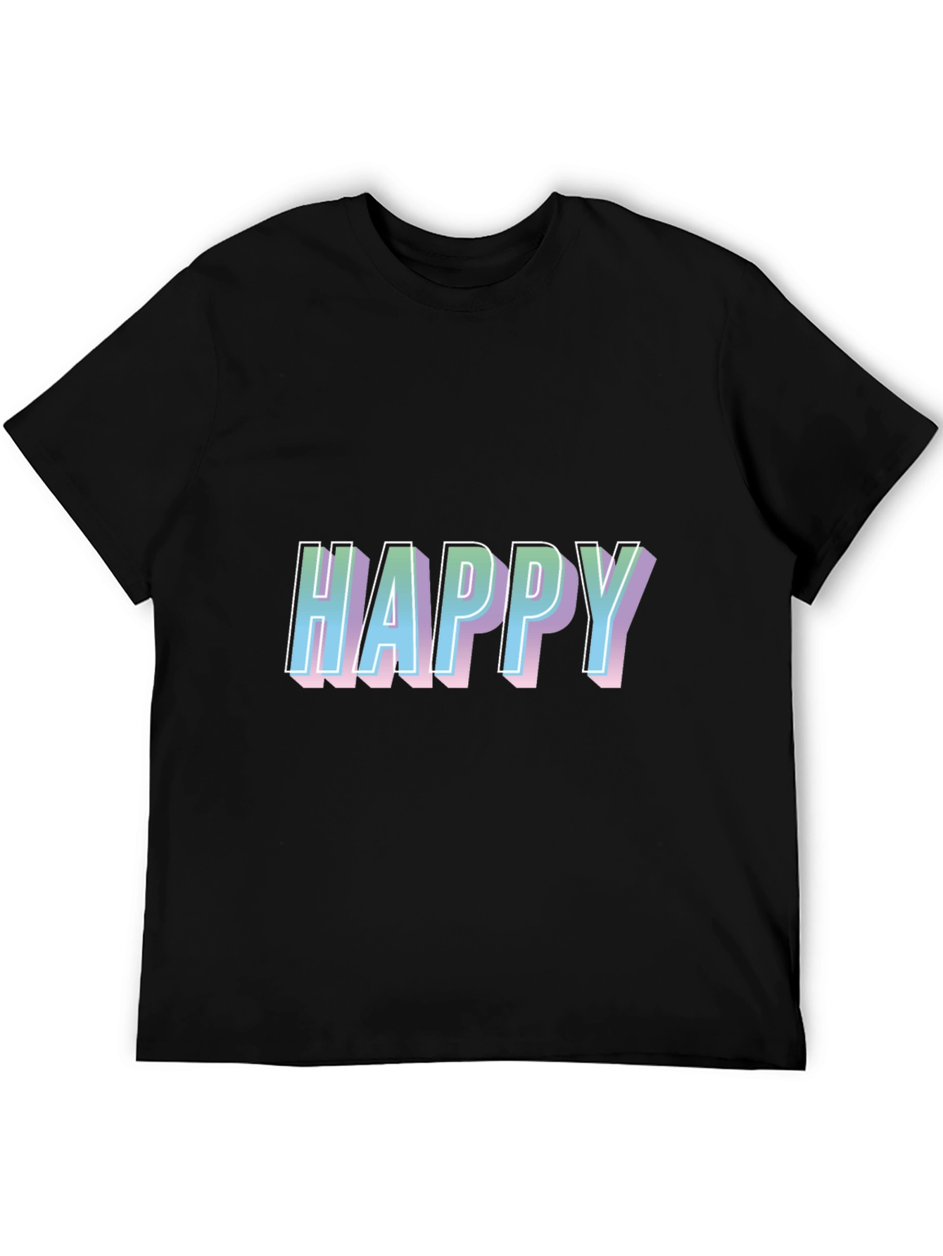 Happy Graphic Print Black T-Shirt