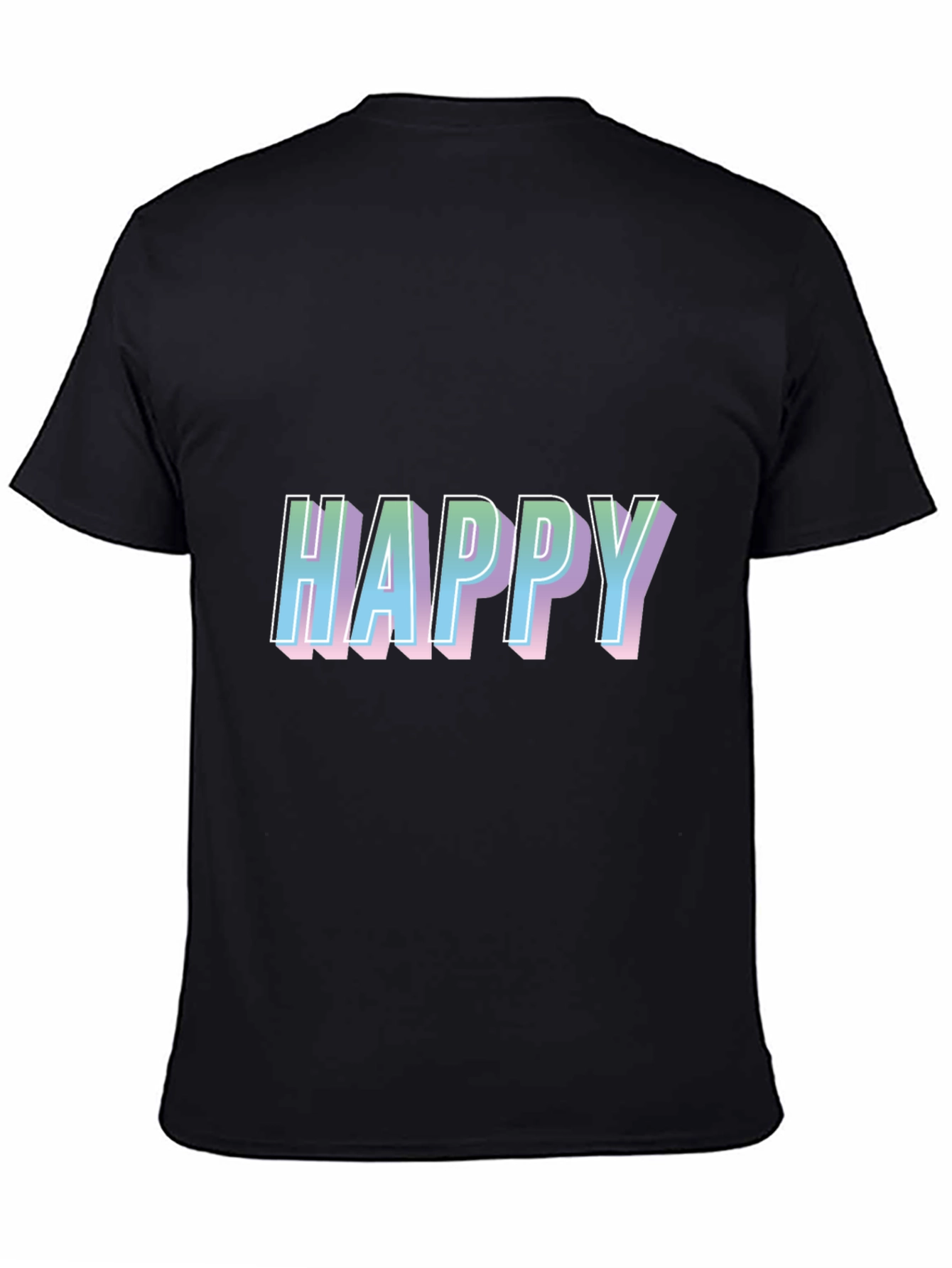 Happy Graphic Print Black T-Shirt