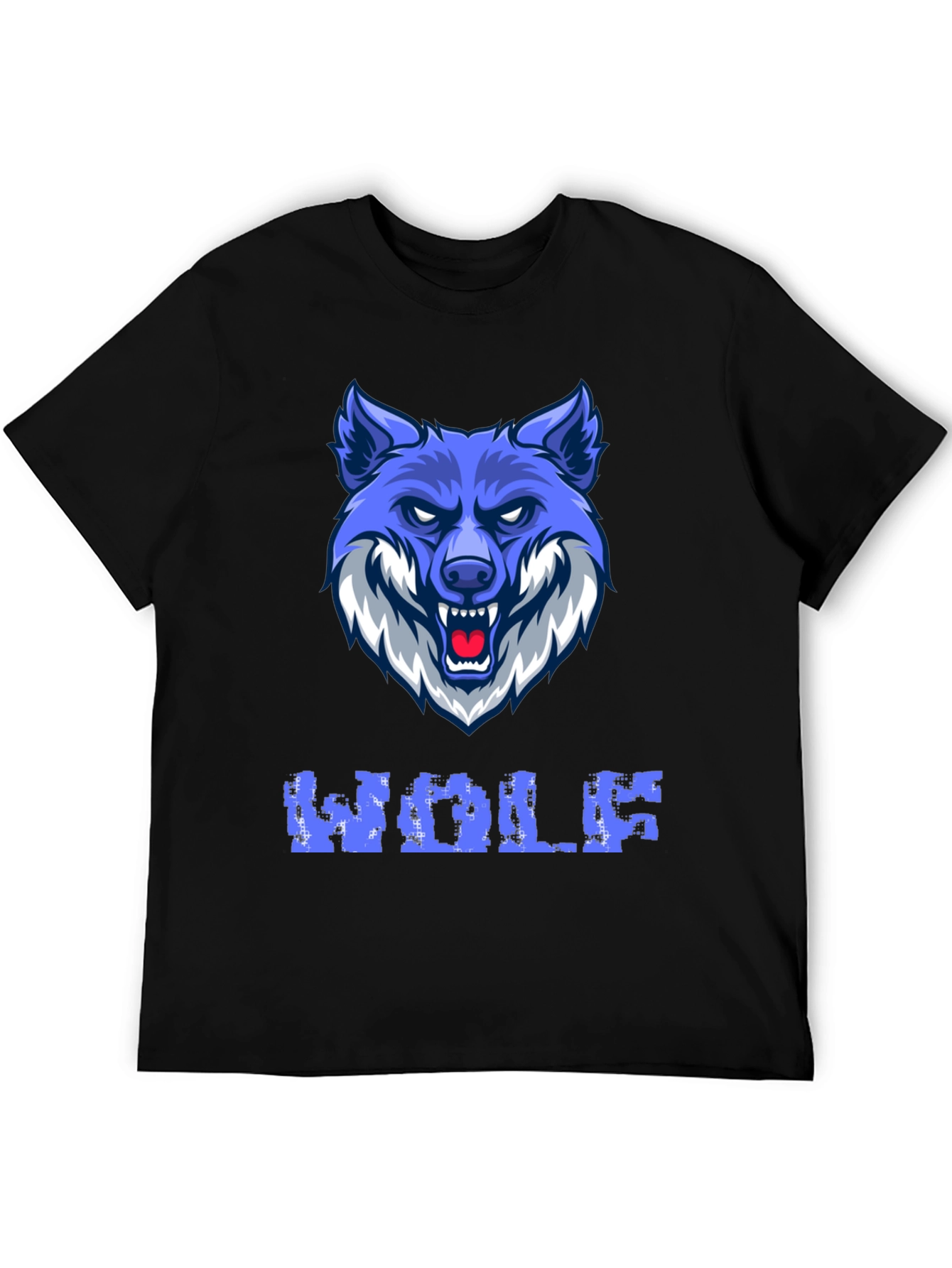 Blue Wolf Graphic Print Mens T-Shirt