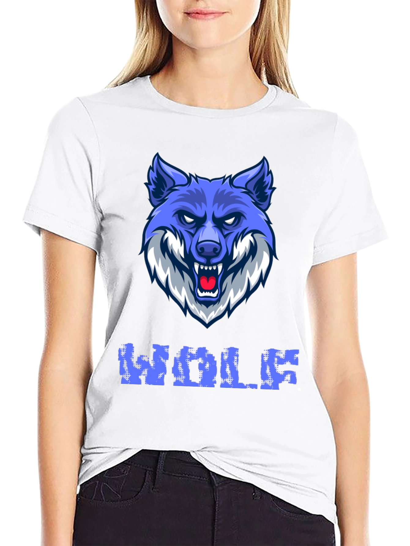 Blue Wolf Graphic Print Mens T-Shirt
