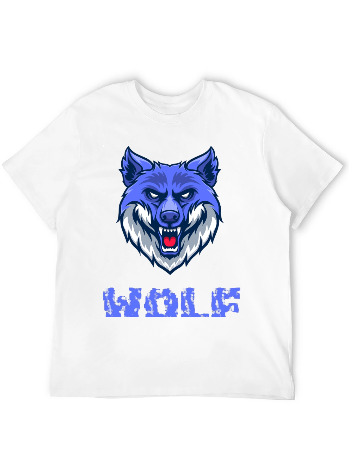 Blue Wolf Graphic Print Mens T-Shirt