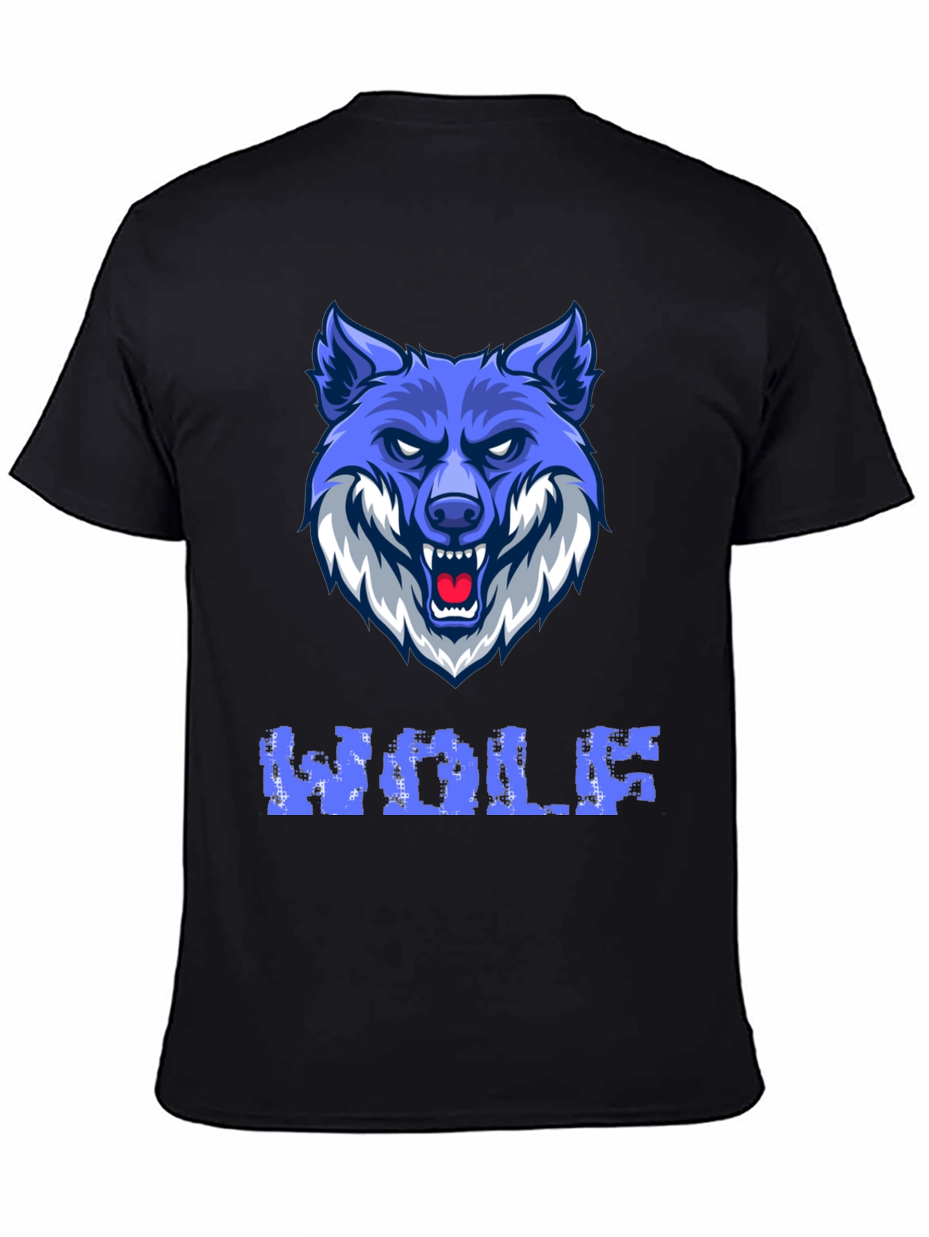 Blue Wolf Graphic Print Mens T-Shirt
