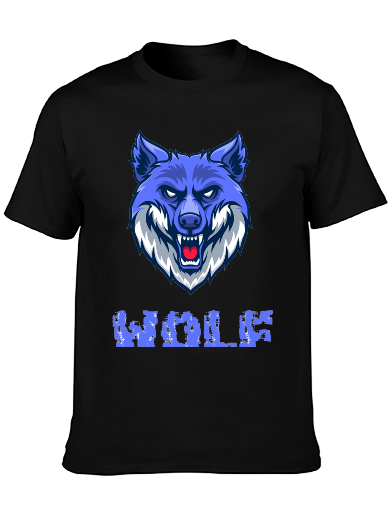 Blue Wolf Graphic Print Mens T-Shirt