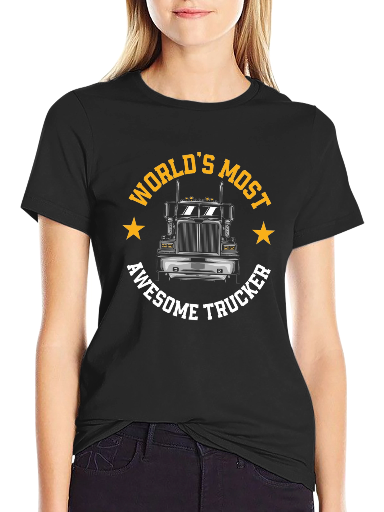 Worlds Most Awesome Trucker Black T-Shirt